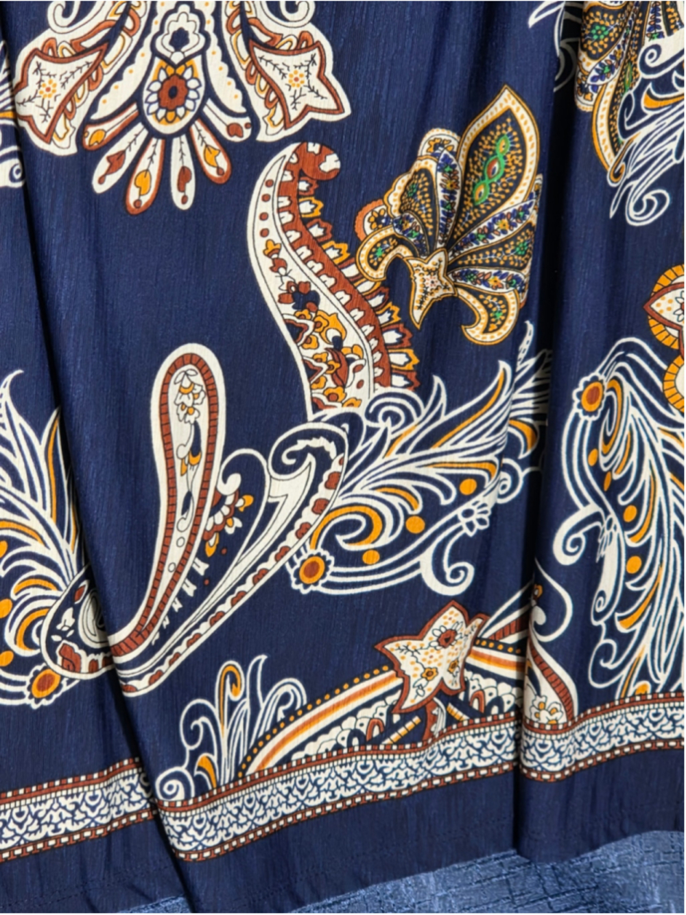 Women's Honeyme Long Sleeve Dress Size S Blue Orange Paisley Print boho-chic y2k - Picture 6 of 8